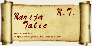 Marija Talić vizit kartica